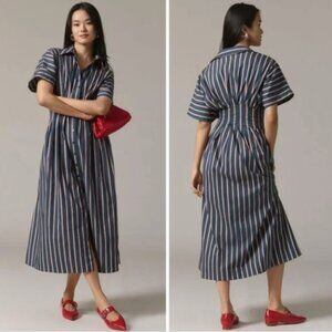 Anthropologie Tobie Button-Front Pleated Shirt Dress by Exquise NWT
